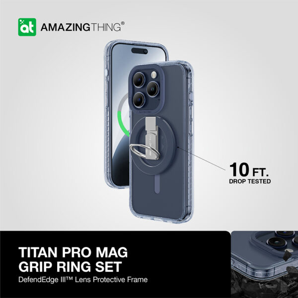 Amazing Thing Etui Titan Pro Mag Ring Grip Case 10FT IP156.1PTRBU do Iphone 15 Pro granatowy - obrazek 8