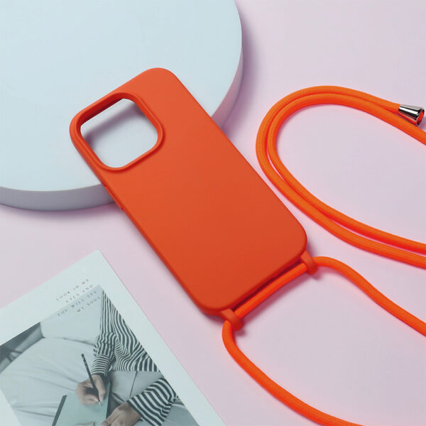 Strap Silicone Case do Iphone 15 Plus wzór 1 pomarańczowy - obrazek 5