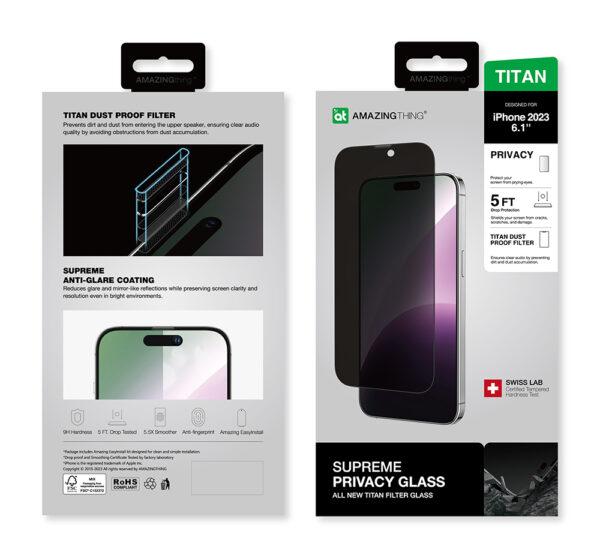 Amazing Thing Hartowane szkło Titan Privacy Glass IP156.1PRCFGLA do Iphone 15 - obrazek 10