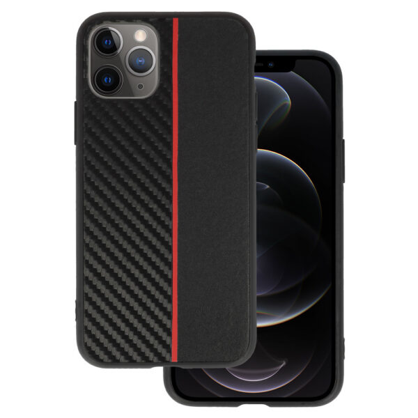 Tel Protect CARBON Case do Iphone 11 Pro Czarny z czerwonym paskiem