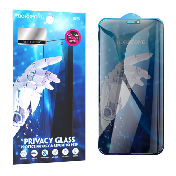 Borofone Hartowane szkło BF7 Diamond Armor Full Screen Anti-spy do Iphone 12/12 Pro - 10 sztuk