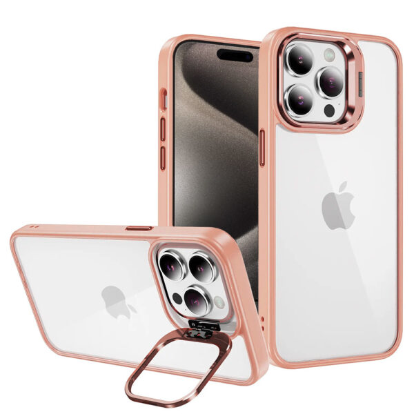 Tel Protect Kickstand case + szkło na aparat (lens) do Iphone 11 Pro Max jasnoróżowy