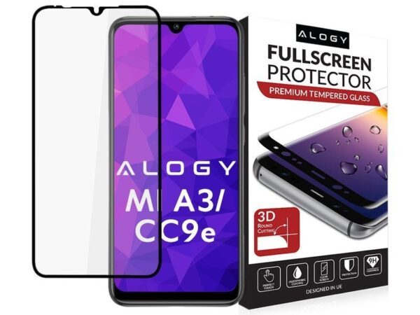 Szkło Alogy Full Glue case friendly do Xiaomi Mi A3/ CC9e Czarne - obrazek 2