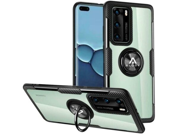 Etui Alogy Ring Holder Clear Armor do Huawei P40 czarne - obrazek 6