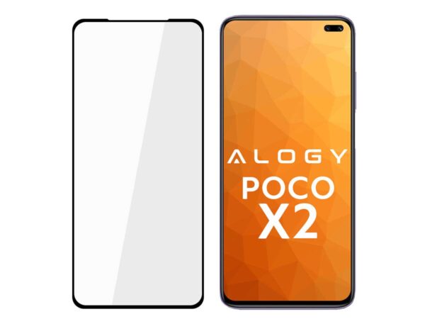 Szkło Alogy Full Glue case friendly do Xiaomi Poco X2 Czarne - obrazek 2