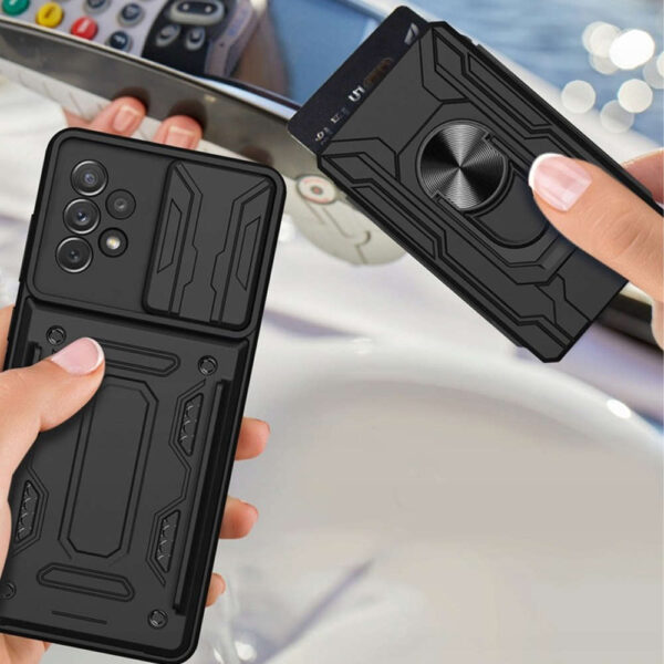 Etui Alogy Camshield Ring Wallet Case z osłonką na aparat i portfelem do Samsung Galaxy A53 Black - obrazek 5