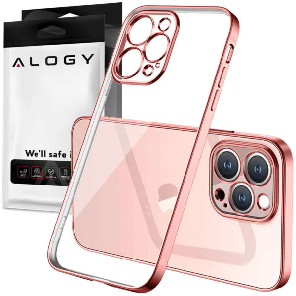 Etui Alogy TPU Luxury Case z osłonką na aparat do Apple iPhone 12 Pro różowo-przezroczyste