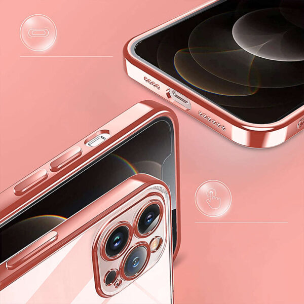 Etui Alogy TPU Luxury Case z osłonką na aparat do Apple iPhone 12 Pro różowo-przezroczyste - obrazek 5