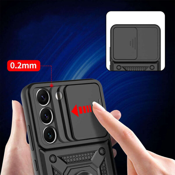 Etui Alogy Camshield Stand Ring z osłonką na aparat do Samsung Galaxy S23 Plus pancerne czarne - obrazek 4