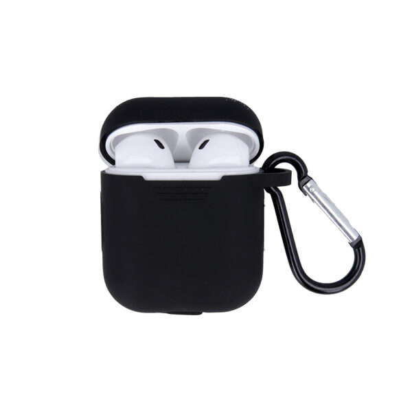 Etui do Airpods / Airpods 2 czarne z haczykiem - obrazek 2