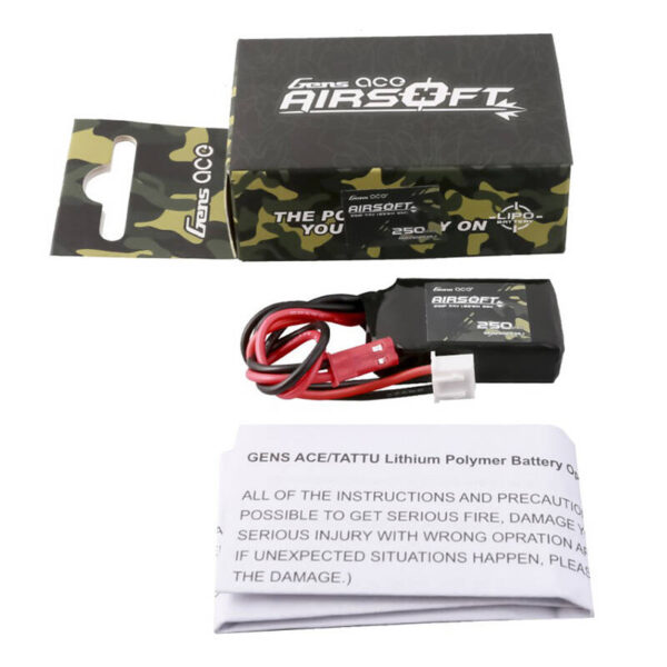 Akumulator Gens ace 250mAh 7.4V 35C 2S1P Airsoft Gun Lipo z konektorem JST-SYP Plug - obrazek 5