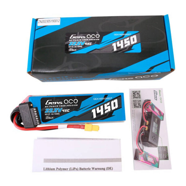 Akumulator Gens Ace G-Tech 1450mAh 22.2V 45C 6S1P Lipo z konektorem XT60 Plug - obrazek 6