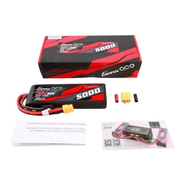 Akumulator Gens ace G-Tech 5000mAh 7.4V 60C 2S1P Lipo PC z konektorem XT60 Plug - obrazek 5