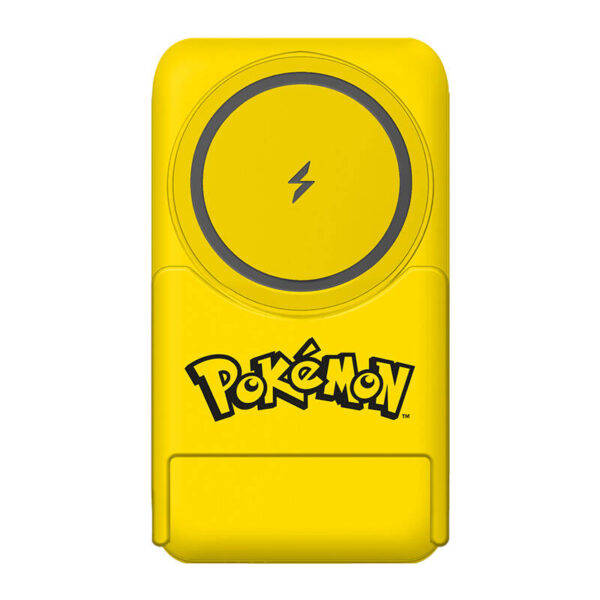 Powerbank magnetyczny OTL 5000 mAh, USB-C 15W, Pokemon Pikatchu ze stojakiem (żółty) - obrazek 3