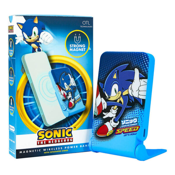 Powerbank magnetyczny OTL 5000 mAh, USB-C 15W, Sonic The Hedgehog ze stojakiem (niebieski) - obrazek 4