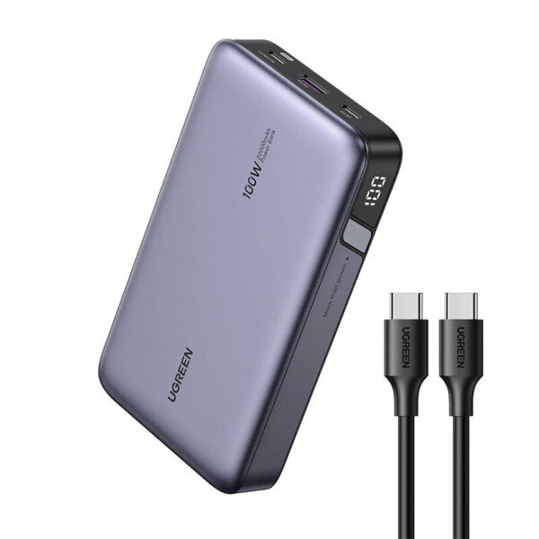 Powerbank 20000mAh Ugreen PB720, USB + 2x USB-C, 100W PD (szary) - obrazek 2