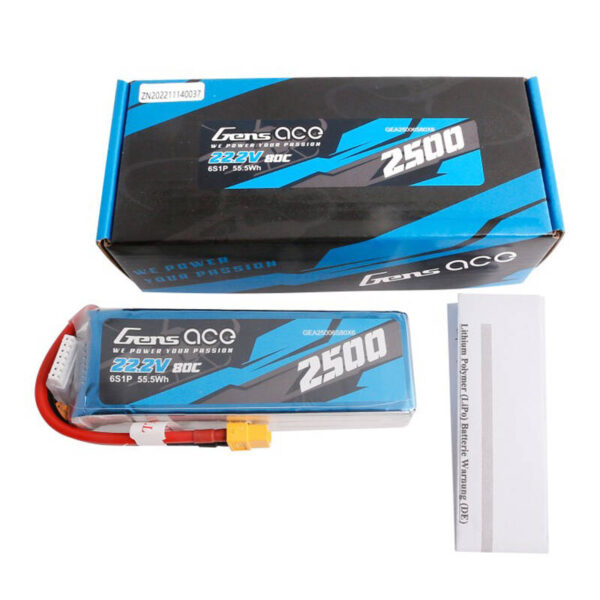 Akumulator Gens ace 2500mAh 22.2V 80C 6S1P Lipo z konektorem XT60 plug - obrazek 5