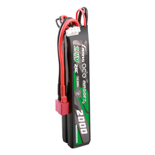 Akumulator Gens Ace 25C 2000mAh 2S2P 7.4V Saddle Airsoft Gun Lipo z konektorem Mini Deans(T) Plug - obrazek 3