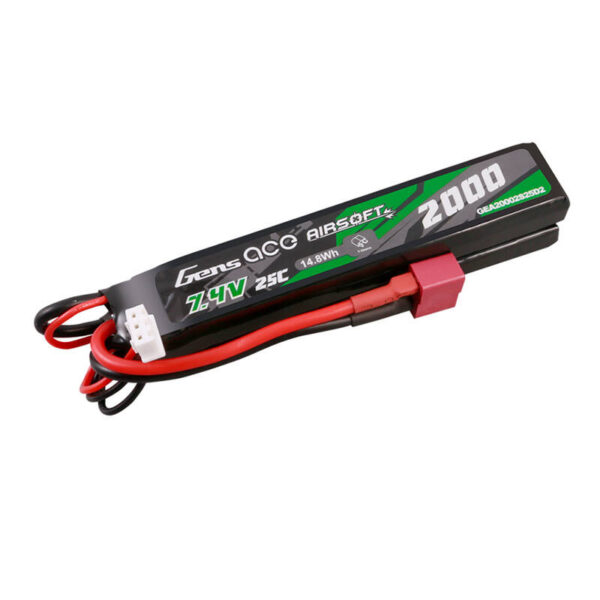 Akumulator Gens Ace 25C 2000mAh 2S2P 7.4V Saddle Airsoft Gun Lipo z konektorem Mini Deans(T) Plug - obrazek 4