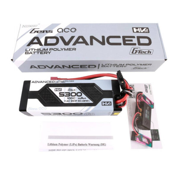 Akumulator Gens ace Advanced G-Tech 5300mAh 11.4V 3S1P 100C HV car Lipo  Hardcase z konektorem Deans Plug - obrazek 5