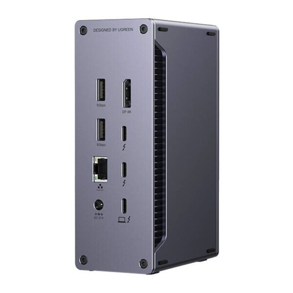 Stacja dokująca Ugreen U710, 2x Thunderbolt 4, DisplayPort 8K 30Hz, 4x USB, USB-C, RJ45, SD/TF, AUX, PD 90W (szara) - obrazek 2