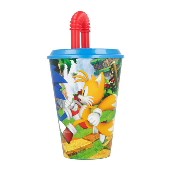 Kubek / Bidon ze słomką STOR 40530 430 ml Sonic the Hedgehog (niebiesko-czerwony) - obrazek 3