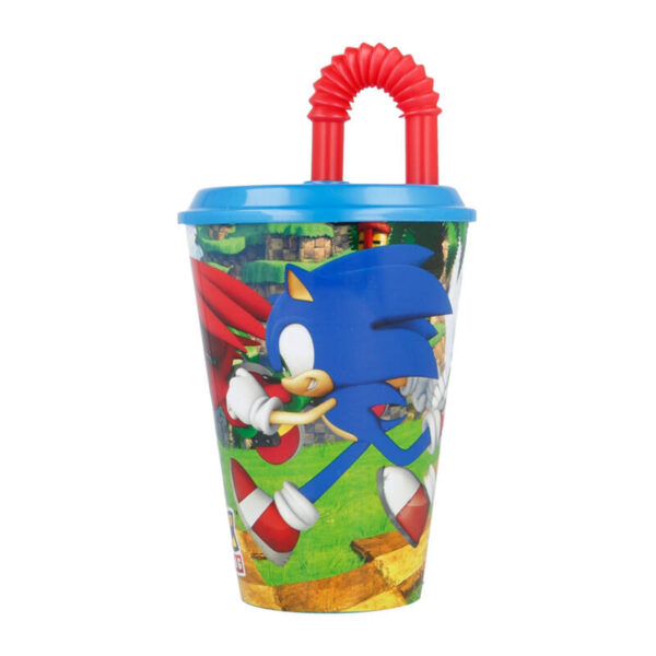 Kubek / Bidon ze słomką STOR 40530 430 ml Sonic the Hedgehog (niebiesko-czerwony) - obrazek 2