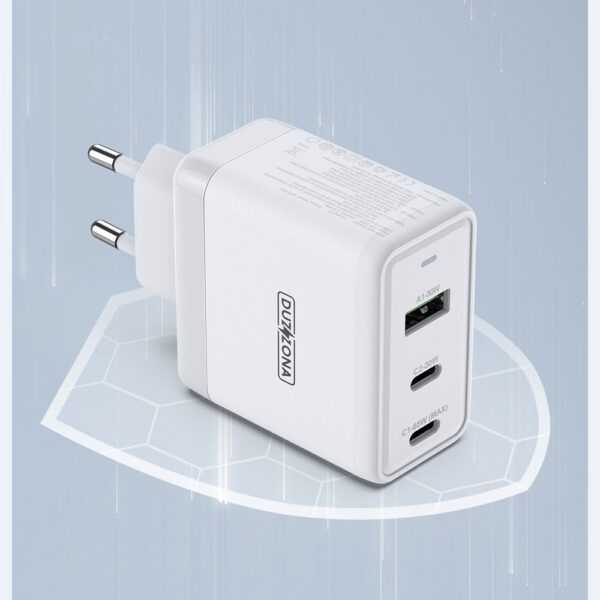 Dux Ducis Duzzona ładowarka sieciowa T1 GaN - USB + 2xTyp C - PD 65W biała - obrazek 3