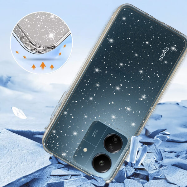 Etui Crystal Glitter Case do Xiaomi Redmi 13C Srebrny - obrazek 3