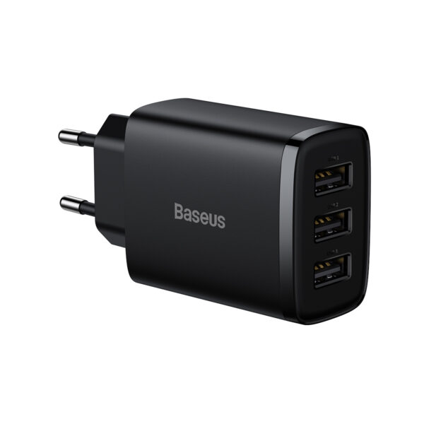 Baseus Ładowarka sieciowa Compact - 3xUSB - 17W (CCXJ020101) czarna