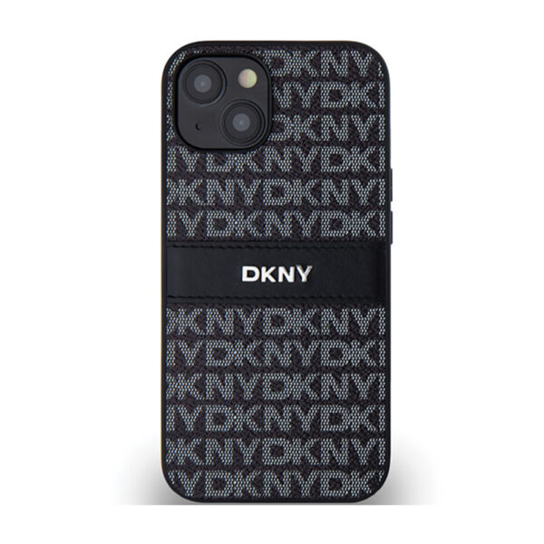 DKNY Leather Mono Stripe & Metal Logo - Etui iPhone 15 / 14 / 13 (czarny) - obrazek 3