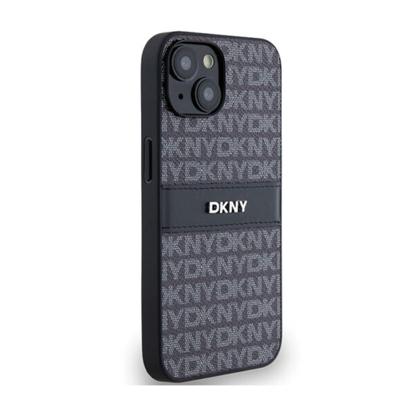 DKNY Leather Mono Stripe & Metal Logo - Etui iPhone 15 / 14 / 13 (czarny) - obrazek 4