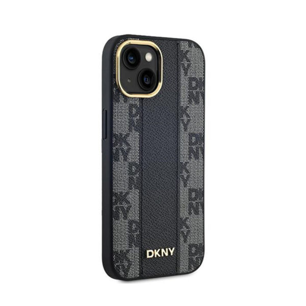 DKNY Leather Checkered Mono Pattern MagSafe - Etui iPhone 15 Plus / 14 Plus (czarny) - obrazek 4