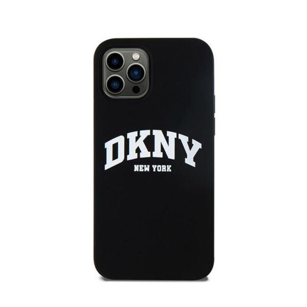 DKNY Liquid Silicone White Printed Logo MagSafe - Etui iPhone 12 / iPhone 12 Pro (czarny) - obrazek 3