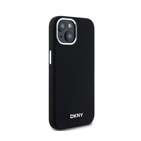 DKNY Liquid Silicone Small Metal Logo MagSafe - Etui iPhone 15 Plus / 14 Plus (czarny) - obrazek 4