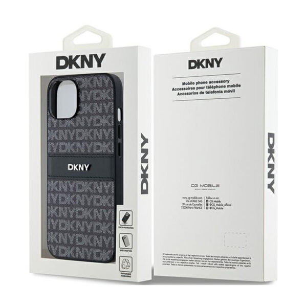 DKNY Leather Mono Stripe & Metal Logo - Etui iPhone 15 / 14 / 13 (czarny) - obrazek 8