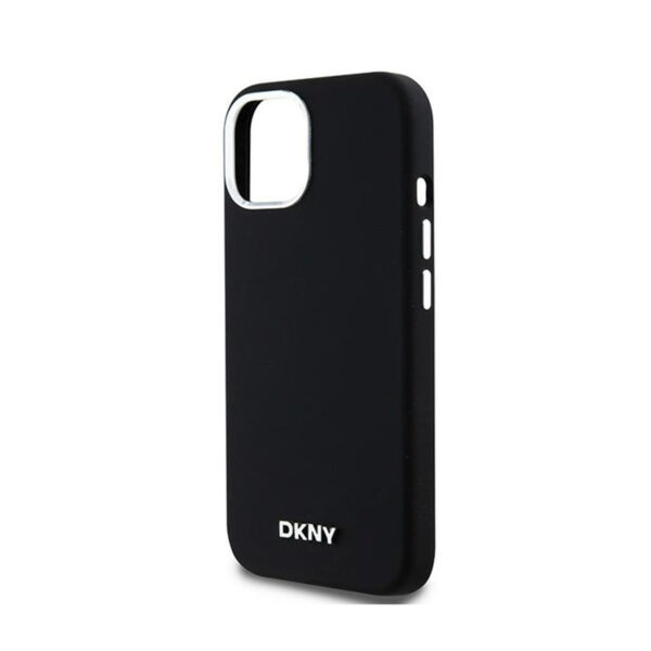 DKNY Liquid Silicone Small Metal Logo MagSafe - Etui iPhone 15 Plus / 14 Plus (czarny) - obrazek 6