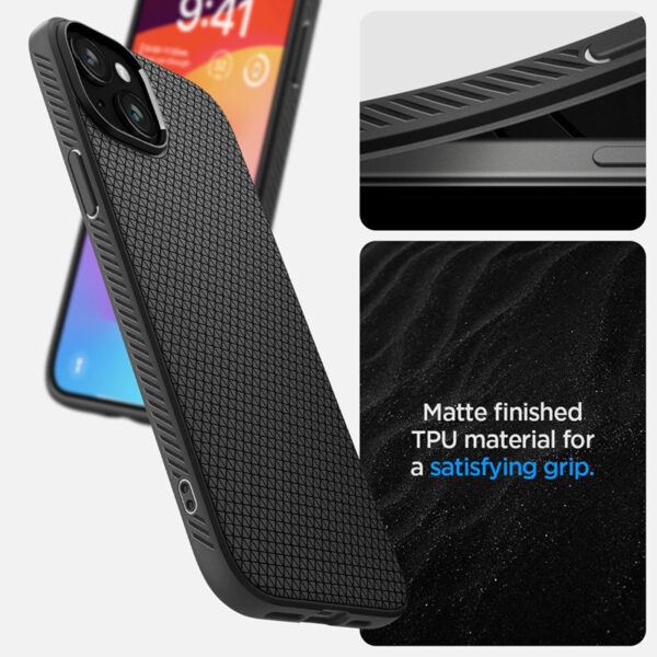 Spigen Liquid Air - Etui do iPhone 15 (Matte Black) - obrazek 12