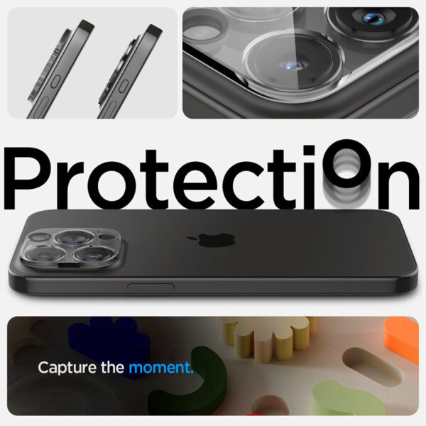 Spigen Optik.TR Camera Protector - Szkło ochronne na obiektyw do iPhone 15 Pro / 15 Pro Max / iPhone 14 Pro / 14 Pro Max (2 szt) (Przezroczysty) - obrazek 7