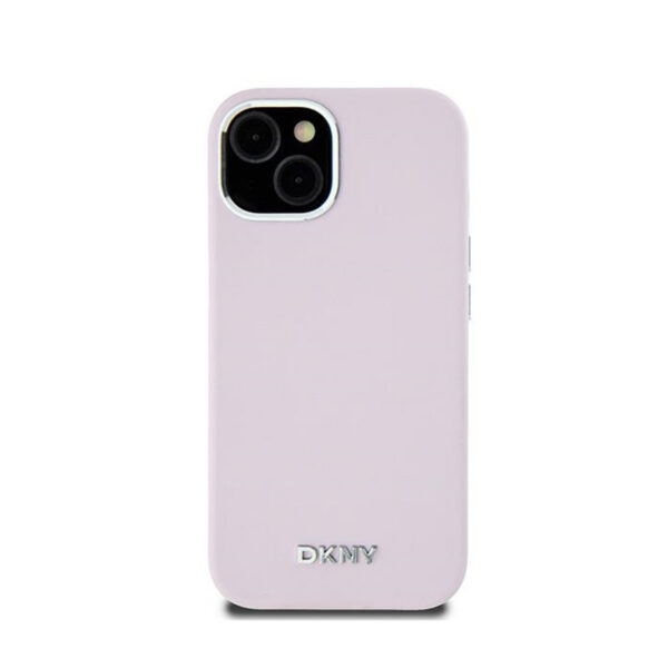 DKNY Liquid Silicone Small Metal Logo MagSafe - Etui iPhone 15 Plus / 14 Plus (różowy) - obrazek 3