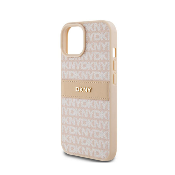 DKNY Leather Mono Stripe & Metal Logo - Etui iPhone 15 / 14 / 13 (różowy) - obrazek 6