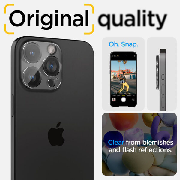 Spigen Optik.TR Camera Protector - Szkło ochronne na obiektyw do iPhone 15 Pro / 15 Pro Max / iPhone 14 Pro / 14 Pro Max (2 szt) (Przezroczysty) - obrazek 9