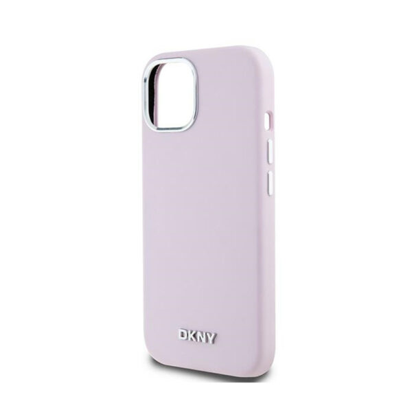 DKNY Liquid Silicone Small Metal Logo MagSafe - Etui iPhone 15 Plus / 14 Plus (różowy) - obrazek 6