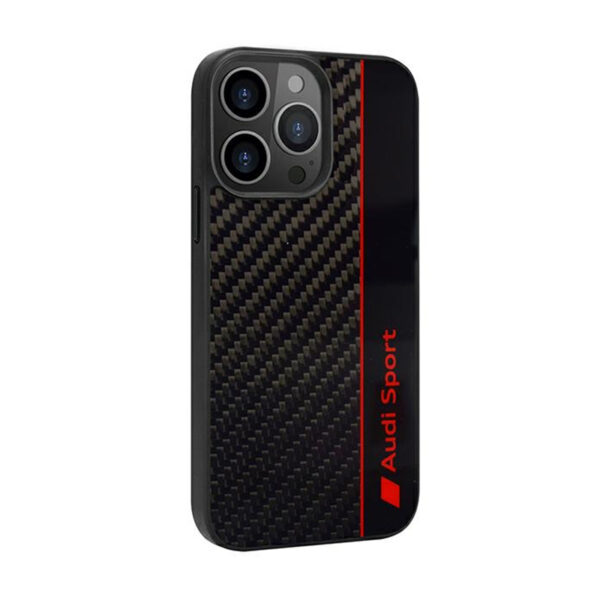 Audi Carbon Fiber Stripe - Etui iPhone 13 Pro (Czarny) - obrazek 2