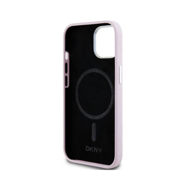 DKNY Liquid Silicone Small Metal Logo MagSafe - Etui iPhone 15 Plus / 14 Plus (różowy) - obrazek 7