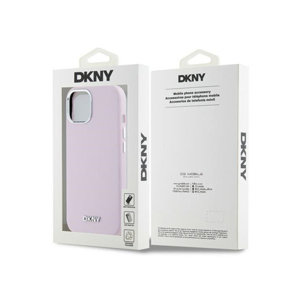 DKNY Liquid Silicone Small Metal Logo MagSafe - Etui iPhone 15 Plus / 14 Plus (różowy) - obrazek 8