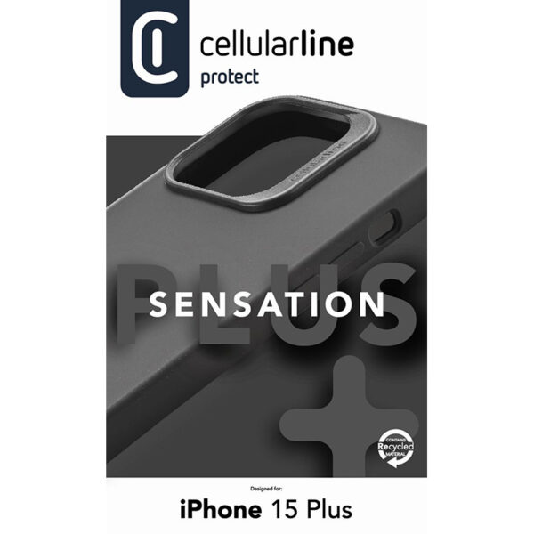 Cellularline Sensation Plus - Etui iPhone 15 Plus z powłoką MICROBAN (czarny) - obrazek 3