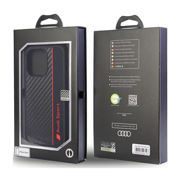 Audi Carbon Fiber Stripe - Etui iPhone 13 Pro (Czarny) - obrazek 5