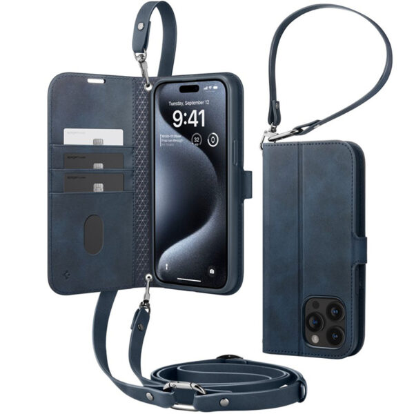 Spigen Wallet S Pro - Etui do iPhone 15 Pro (Navy) - obrazek 9