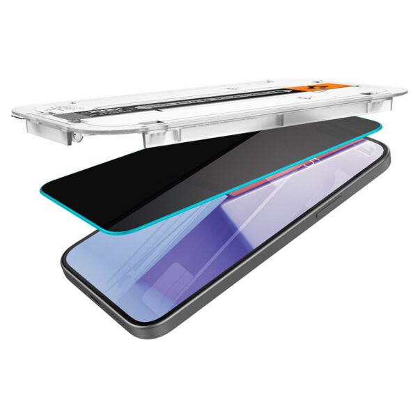 Spigen GLAS.TR EZ FIT Privacy - Szkło hartowane z filtrem prywatyzującym do iPhone 15 Pro Max - obrazek 5